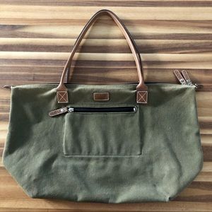 Roots vintage canvas and leather shoulder tote bag